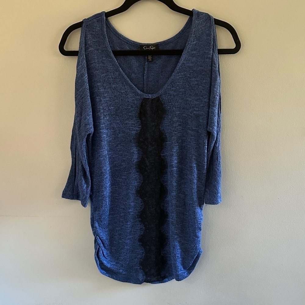 Jessica Simpson Navy Cold Shoulder Blouse